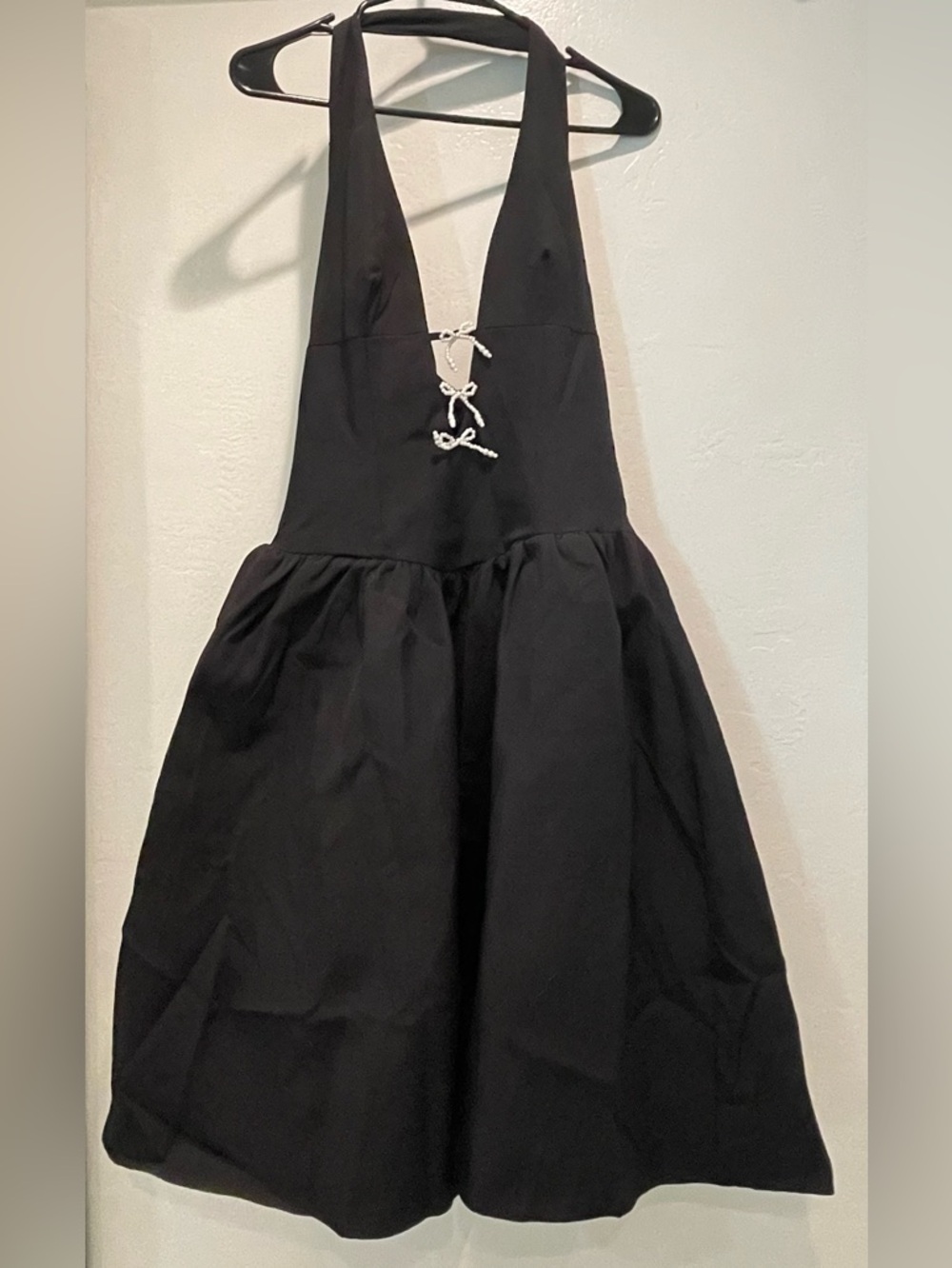 New/Never Worn, Black Halter Sleeveless Party Dress with Lace-Up Front